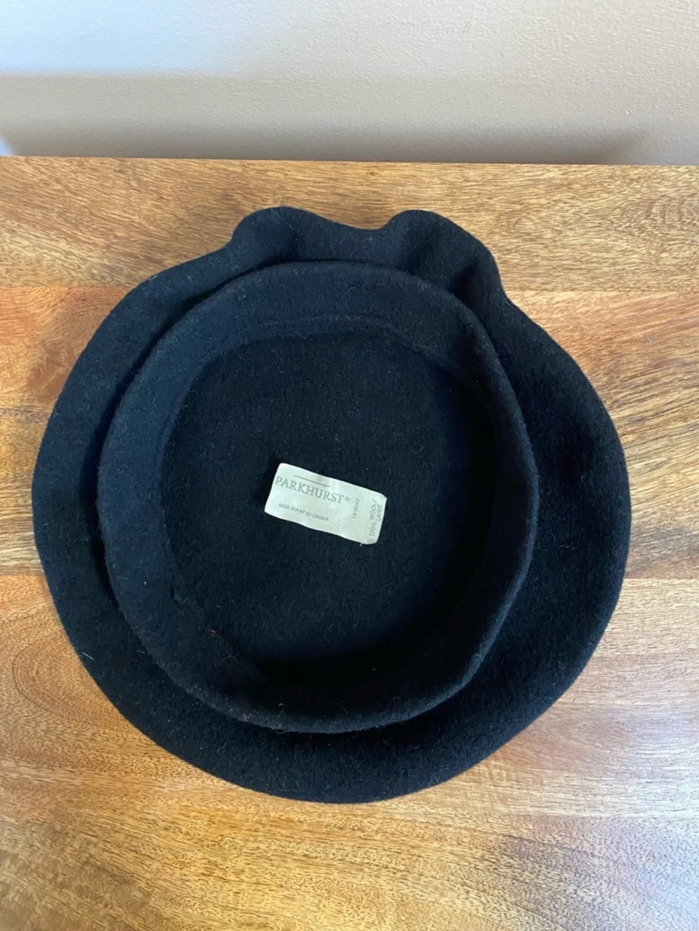 VTG 90’s Parkhurst Canada  Black Wool Beret Hat - Picture 6 of 10